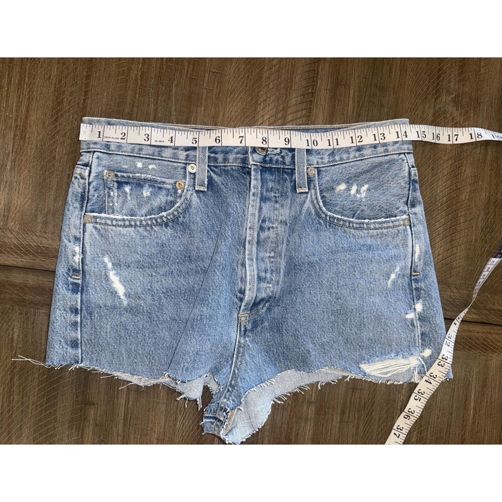 AGOLDE 90’s Jean High Rise Button Fly Denim Cut Offs Shorts Distressed Size 25 - Picture 4 of 11